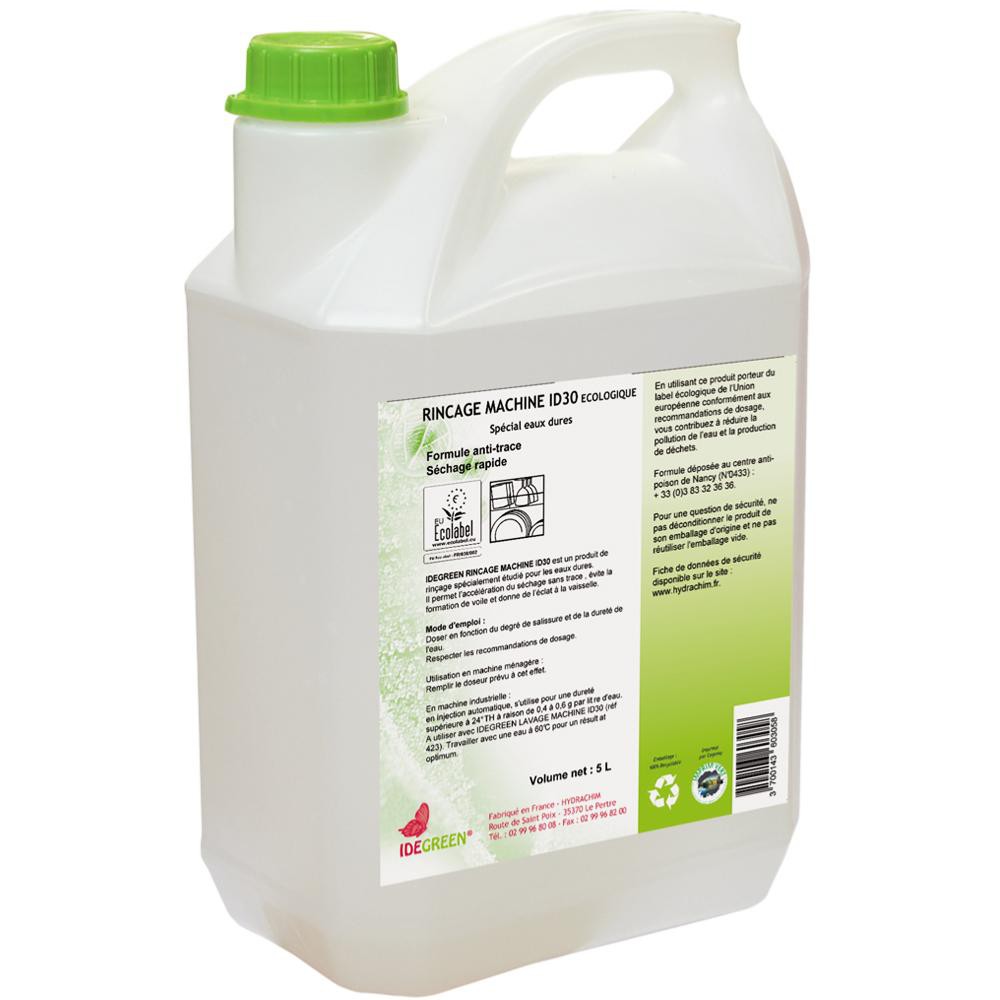 Liquide de rinçage ID 30 - IDEGREEN - 5L - Ecolabel - Cuisines - Vaisselle  - Produits