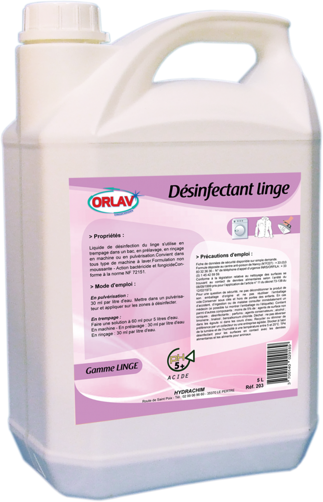 Désinfectant linge - ORLAV - HYDRACHIM - 5L - Linge - Buanderie